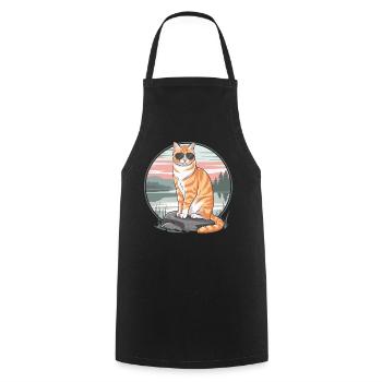 Tabby Orange Katze Mit Sonnenbrille - Kochschürze - Schwarz - Vorne - AI Model Male 185 dark (185cm)
