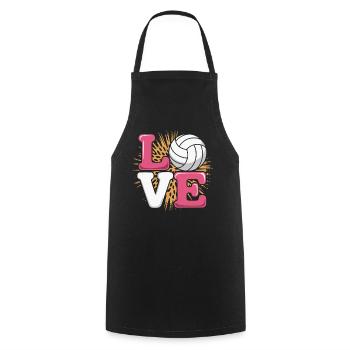 Love Volleyball Volleyball Players - Cooking Apron - black - Front - AI Model Male 185 dark (185cm)