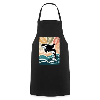 Orca Marine Animal Killer Whale Orca - Cooking Apron - black - Front - AI Model Male 185 dark (185cm)