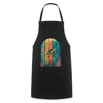 Aquatic Turtle Sea Creatures Turtle - Cooking Apron - black - Front - AI Model Male 185 dark (185cm)