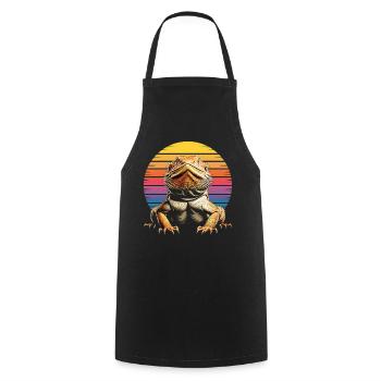 Bearded Dragon Reptile - Cooking Apron - black - Front - AI Model Male 185 dark (185cm)