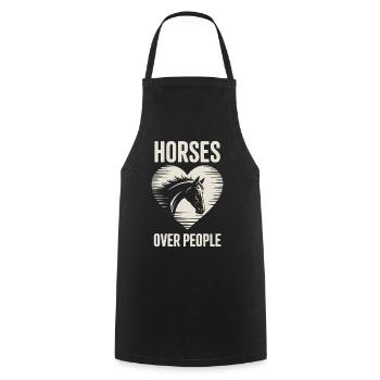 Horses Over People Heart Horses Horse Sayings - Cooking Apron - black - Front - AI Model Male 185 dark (185cm)