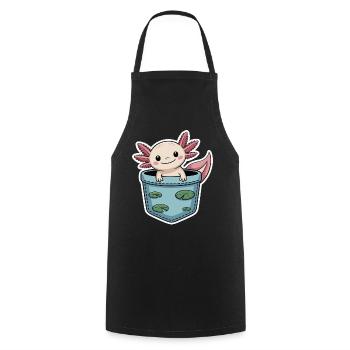 Axolotl mignon - Tablier de cuisine - noir - Devant - AI Model Male 185 dark (185cm)