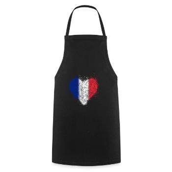 Coeur France Drapeau Vintage - Tablier de cuisine - noir - Devant - AI Model Male 185 dark (185cm)