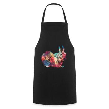 Écureuil coloré Art Retro Rongeur - Tablier de cuisine - noir - Devant - AI Model Male 185 dark (185cm)