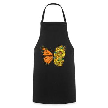 Tournesol Papillon Floral Femmes Filles - Tablier de cuisine - noir - Devant - AI Model Male 185 dark (185cm)