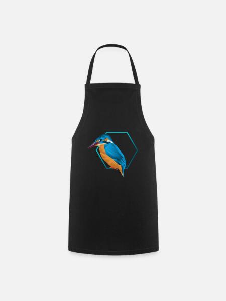 Martin-pêcheur / oiseau low poly - Tablier de cuisine - noir