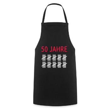 50 years - Cooking Apron - black - Front - AI Model Male 185 dark (185cm)