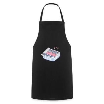 Sardines de sommeil serrées drôles de sommeil dans une boîte - Tablier de cuisine - noir - Devant - AI Model Male 185 dark (185cm)