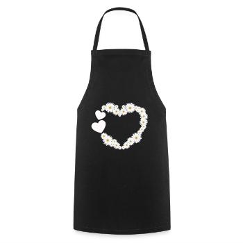 Daisy Flower Heart Women Gardener - Cooking Apron - black - Front - AI Model Male 185 dark (185cm)