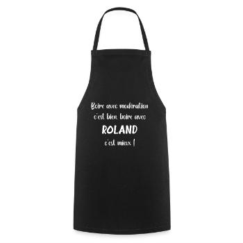 Boire avec roland - Tablier de cuisine - noir - Devant - AI Model Male 185 dark (185cm)