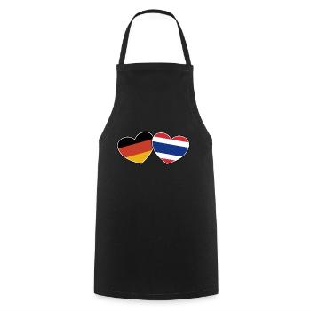 German Thai Friendship -- Gift - Cooking Apron - black - Front - AI Model Male 185 dark (185cm)