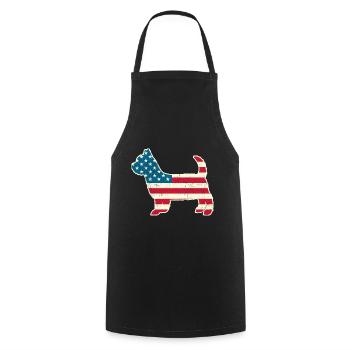 4th of July Yorkshire Terrier Dog American Flag US - Cooking Apron - black - Front - AI Model Male 185 dark (185cm)