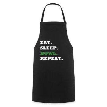EAT. SLEEP. BOWL. REPEAT. - Cooking Apron - black - Front - AI Model Male 185 dark (185cm)