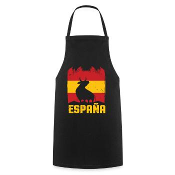 Espana print I Proud Spain Bull Viva ESPANA Gift - Cooking Apron - black - Front - AI Model Male 185 dark (185cm)