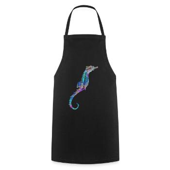 Psychedelic Sea Horse Surreal Trippy Ocean Life - Cooking Apron - black - Front - AI Model Male 185 dark (185cm)