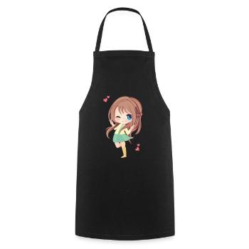 Chibi Mädchen - Kochschürze - Schwarz - Vorne - AI Model Male 185 dark (185cm)