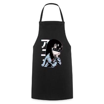 Anime Filles - Tablier de cuisine - noir - Devant - AI Model Male 185 dark (185cm)