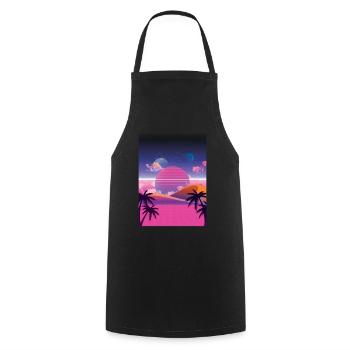 Vaporwave Beach - Tablier de cuisine - noir - Devant - AI Model Male 185 dark (185cm)