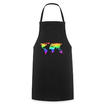 Carte du monde Couleurs colorées arc en ciel Coloré - Tablier de cuisine - noir - Devant - AI Model Male 185 dark (185cm)