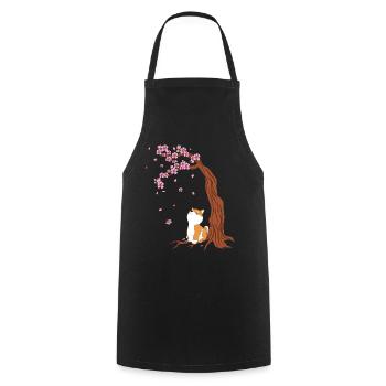 Kirschblüten Shiba Inu - Kochschürze - Schwarz - Vorne - AI Model Male 185 dark (185cm)