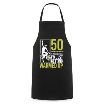 Cycliste 50e anniversaire Drôle - Tablier de cuisine - noir - Devant - AI Model Male 185 dark (185cm)