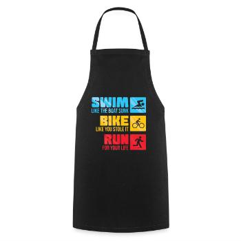 Triathlon Motivation Spruch - Kochschürze - Schwarz - Vorne - AI Model Male 185 dark (185cm)