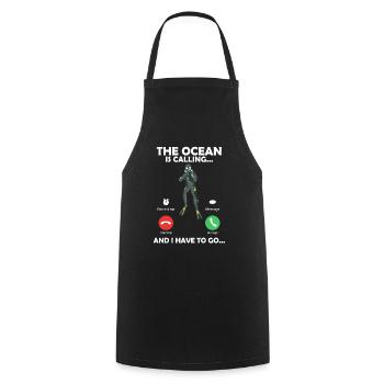 The Ocean is calling... - Kochschürze - Schwarz - Vorne - AI Model Male 185 dark (185cm)