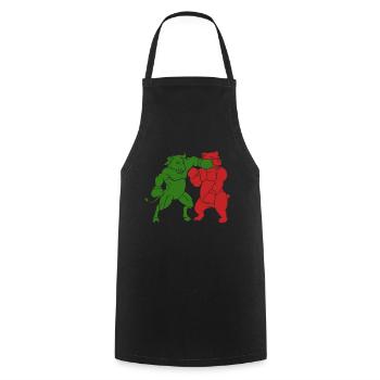 Bulles Contre l’ours - Tablier de cuisine - noir - Devant - AI Model Male 185 dark (185cm)