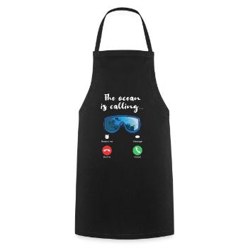 The Ocean Is Calling | Diver Gift - Cooking Apron - black - Front - AI Model Male 185 dark (185cm)