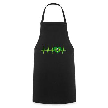 Brazil flag pulse heartbeat heart EKG country - Cooking Apron - black - Front - AI Model Male 185 dark (185cm)