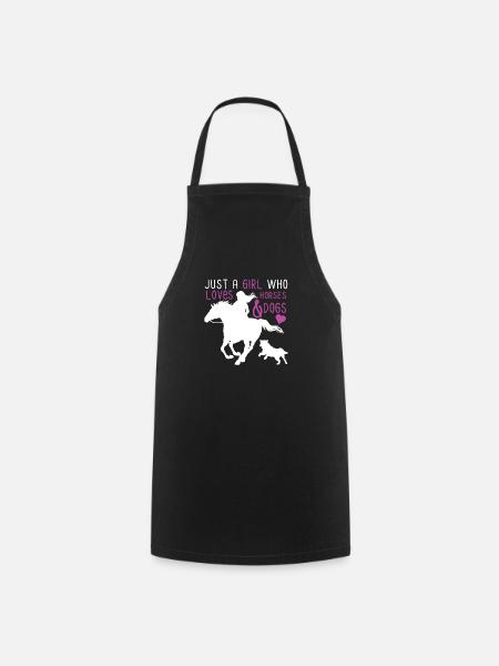 Amoureux des chevaux et des chiens Les chiens et les chevaux adorent - Tablier de cuisine - noir