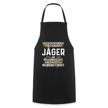 Leg dich niemals mit einem Jäger an - Kochschürze - Schwarz - Vorne - AI Model Male 185 dark (185cm)