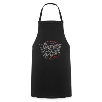 Groovy Vibes Gute Stimmung Böhmische 70er Jahre Geschenk Retro - Kochschürze - Schwarz - Vorne - AI Model Male 185 dark (185cm)