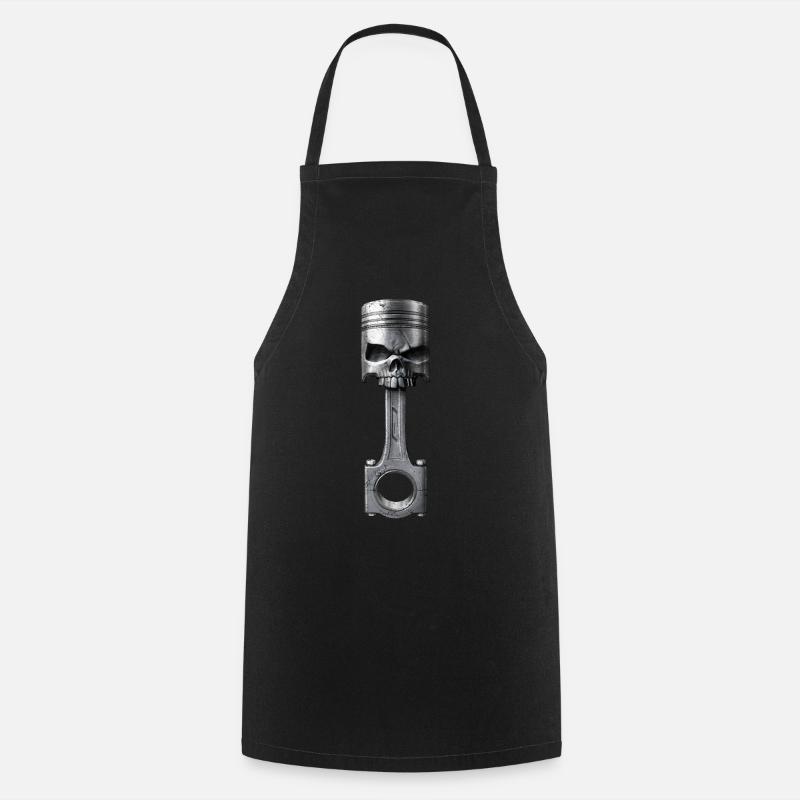 Totenkopf Kolben - Kochschürze - Schwarz