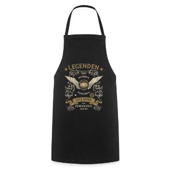 50th birthday 50 years round birthday 1971 - Cooking Apron - black - Front - AI Model Male 185 dark (185cm)
