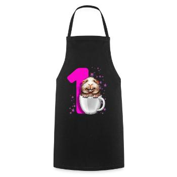 First birthday 1 year guinea pig - Cooking Apron - black - Front - AI Model Male 185 dark (185cm)