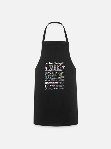 Seidenhochzeit 4 Jahre Hochzeitstag Geschenk - Kochschürze - Schwarz