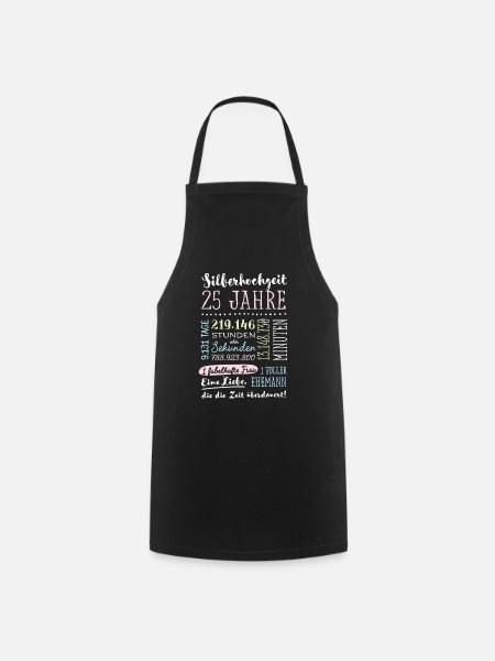Silberhochzeit 25 Jahre Hochzeitstag Geschenk - Kochschürze - Schwarz