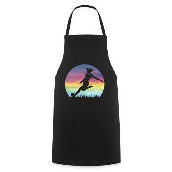 Women's Soccer Silhouette Colorful Retro Sunset - Cooking Apron - black - Front - AI Model Male 185 dark (185cm)