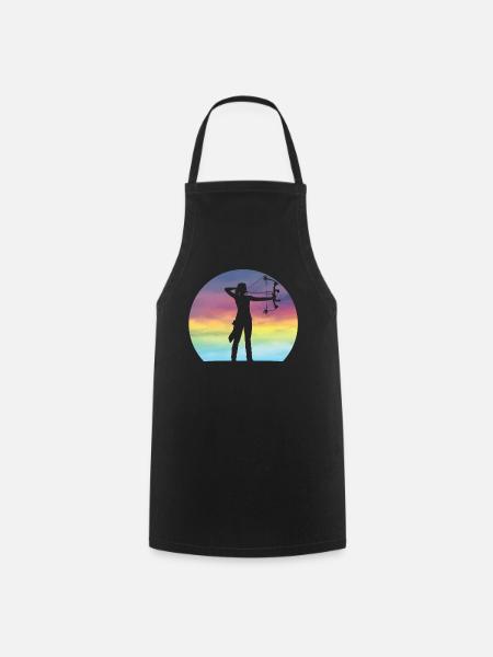 Bogenschießen Mädchen Retro Sonnenuntergang Bogenjagd Bogenschießen - Kochschürze - Schwarz