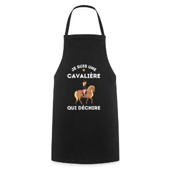 Cadeau Une cavalière équitation cheval qui déchire - Tablier de cuisine - noir - Devant - AI Model Male 185 dark (185cm)