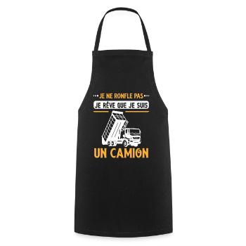 Routier humour métier idée cadeau poids lourd - Tablier de cuisine - noir - Devant - AI Model Male 185 dark (185cm)