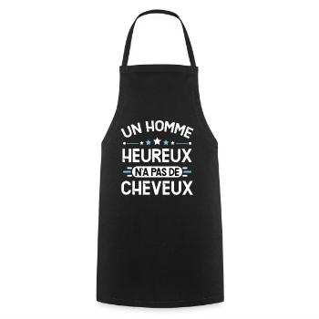 Chauve idée cadeau humour cheveux calvitie - Tablier de cuisine - noir - Devant - AI Model Male 185 dark (185cm)
