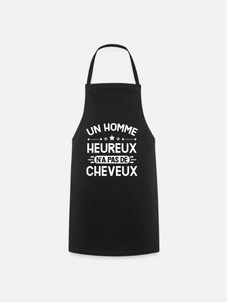 Chauve idée cadeau humour cheveux calvitie - Tablier de cuisine - noir