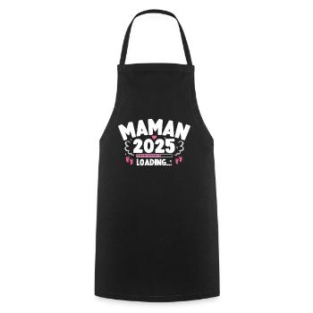 Bébé Grossesse Annonce Naissance Maman 2025 - Tablier de cuisine - noir - Devant - AI Model Male 185 dark (185cm)