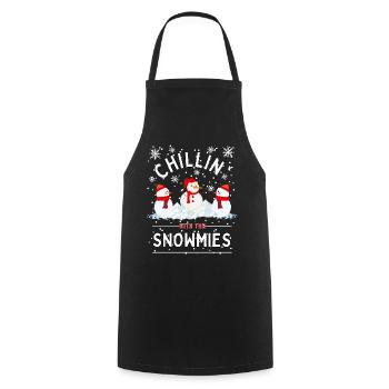 « Chillin With The Snowmmies » Bonhomme de neige d’hiver - Tablier de cuisine - noir - Devant - AI Model Male 185 dark (185cm)