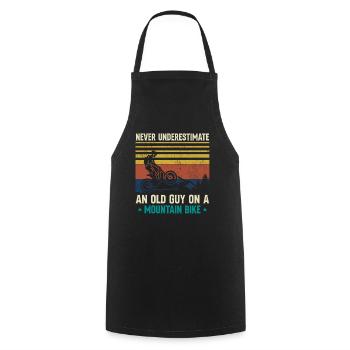 Old Guy On A Mountain Bike - Mountain Bike Lovers - Cooking Apron - black - Front - AI Model Male 185 dark (185cm)