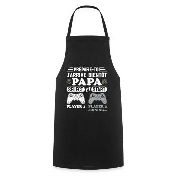 Bientôt Papa Annonce Grossesse Futur Père Gamer - Tablier de cuisine - noir - Devant - AI Model Male 185 dark (185cm)