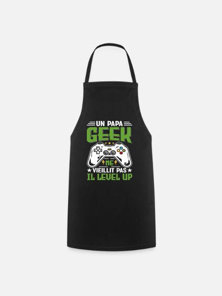 Un Papa Geek Ne Vieillit Pas Il Level Up - Tablier de cuisine - noir